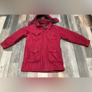 Vintage Lands End Jacket Mens Large Hooded Wool Lined Parka Made in USA 90s Coat